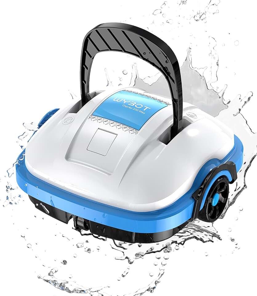 bleujardin Osprey 200 Robot Piscine,Aspirateur Piscine sans Fil,Stationnement Automatique,Moteurs Doubles Nettoyeur de Piscine,Filtration 180 µm,pour Piscines Hors Sol 50m²-Blanc