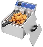 bleujardin Friteuse électrique Professionnelle Inox unique réservoir 6L Huile, 3000W, 1 Paniers à Fr...