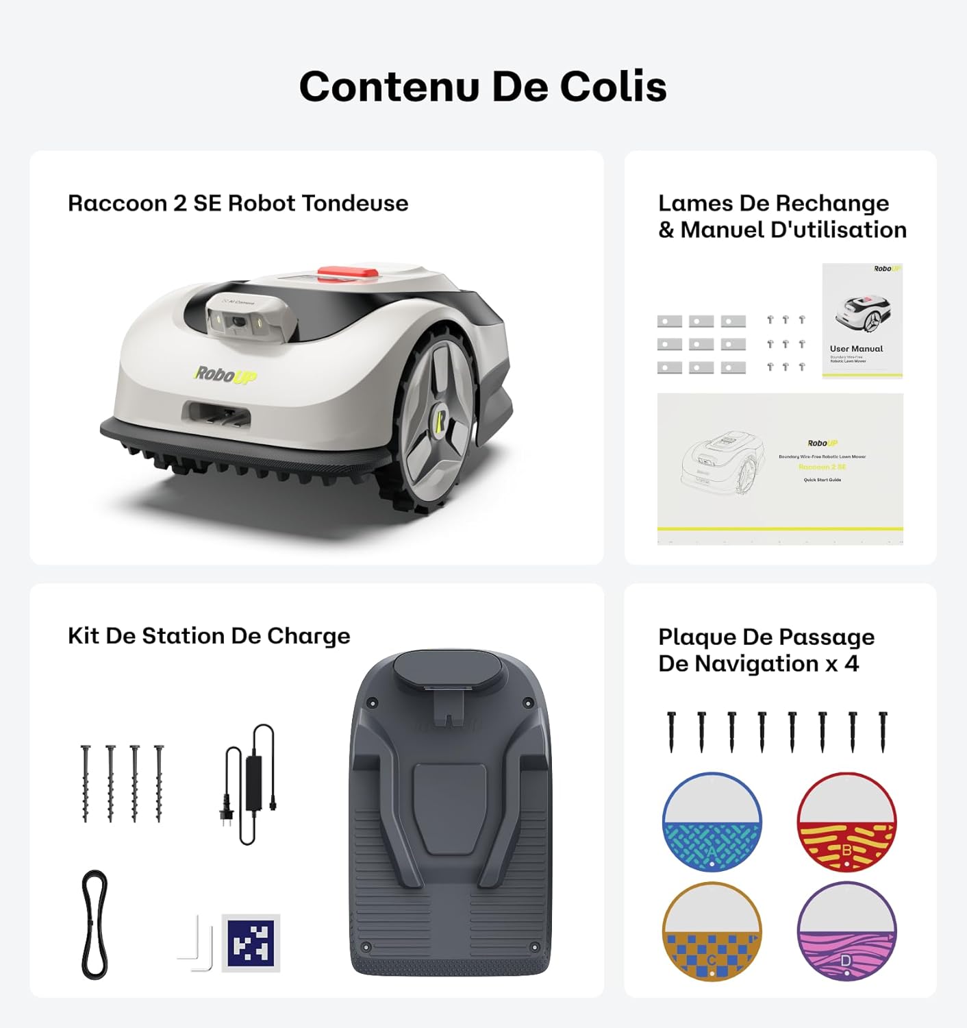 Raccoon - 2 SE Série - 600m² - robot tondeuse intelligent, 5Ah, longue autonomie, Raccoon 2 SE