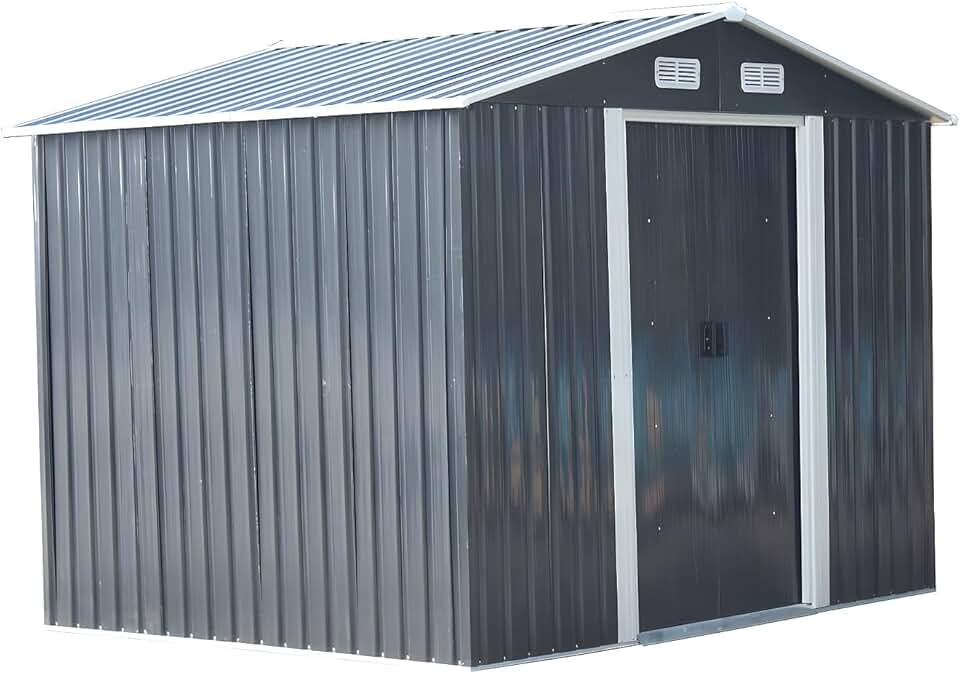 bleujardin - MANSO - abri de jardin métal 5,2m² - acier galvanisé gris
