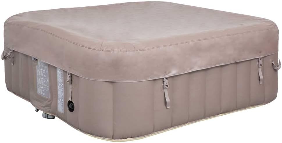 bleujardin Spa hydromassage Gonflable Chauffant 4-6 Personnes 185 x 65 cm Pompe Super silencieuse intégrée, Marron