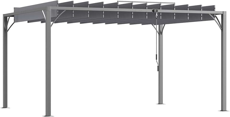 bleujardin - Pergola bioclimatique 4x3 m - Lames orientables, structure aluminium, UV 50+ - Gris - TP12