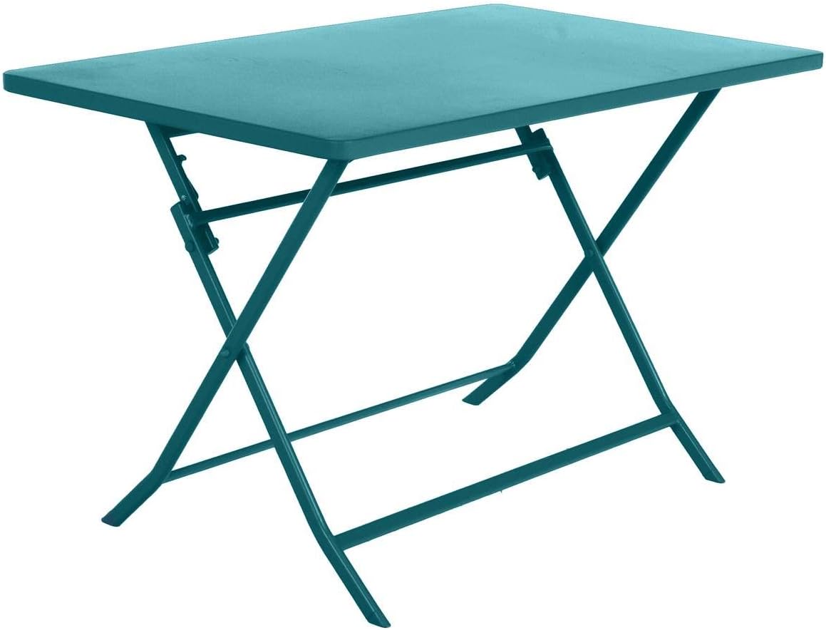 bleujardin - Greensboro - 120x70cm - table pliante 4 places acier bleu
