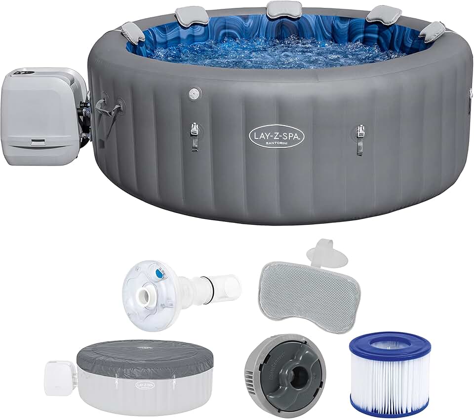bleujardin - Spa Santorini Smart HydroJet Pro - 216x216x80cm - 5 à 7 personnes, contrôle par application