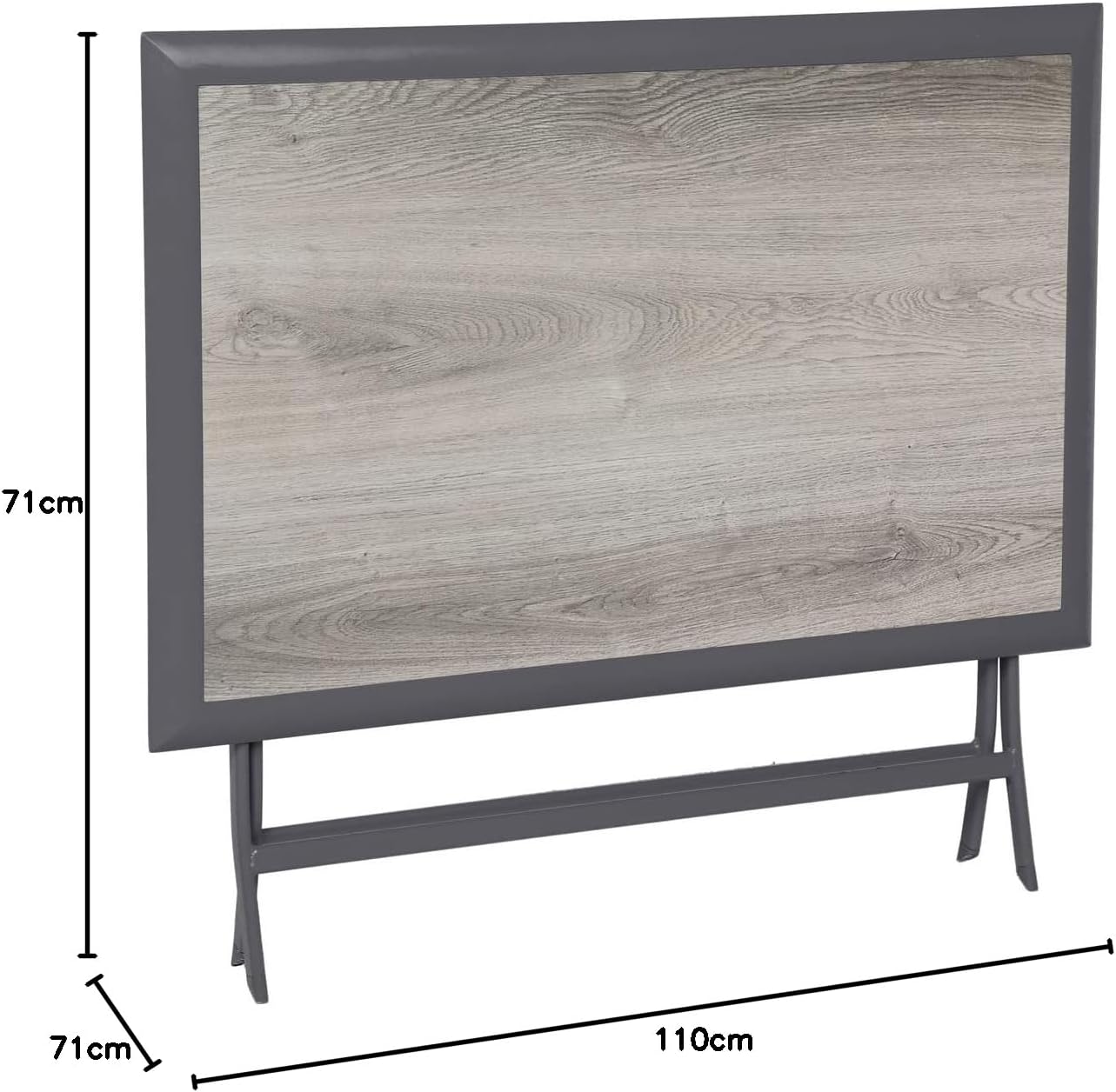 bleujardin - Azua - table pliante rectangulaire, 4 places, aluminium epoxy, gris fumé