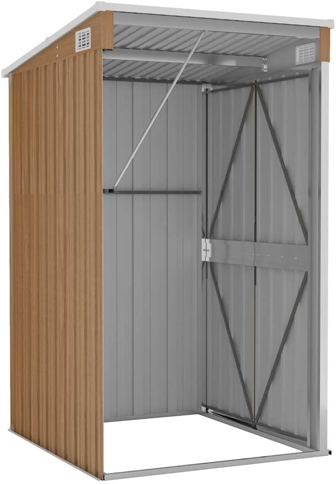 bleujardin Remise de Jardin Murale Marron 118x100x178 cm Acier galvanisé,Maison & Jardin, Pelouses & Jardins, Vie en extérieur, Structures extérieures, Cabanes & abris de Jardin, Brun (Poids 22.7KG)