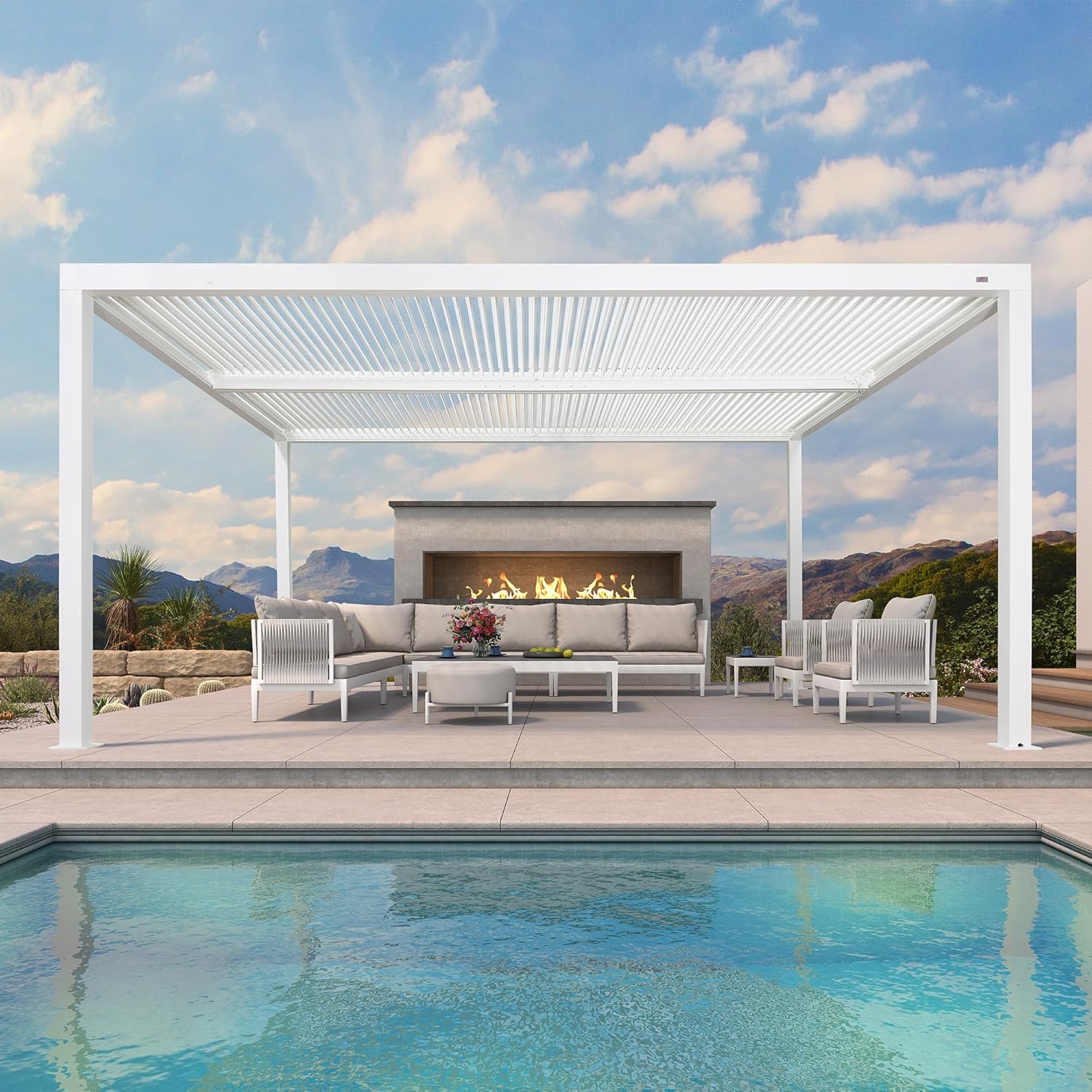 bleujardin - Pergola Bioclimatique, 4,8x3,68m, aluminium, lames orientables