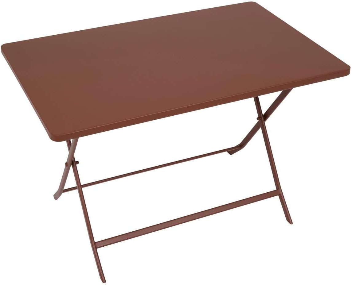 bleujardin - Greensboro - 110x70 cm - table pliante 4 places acier acajou