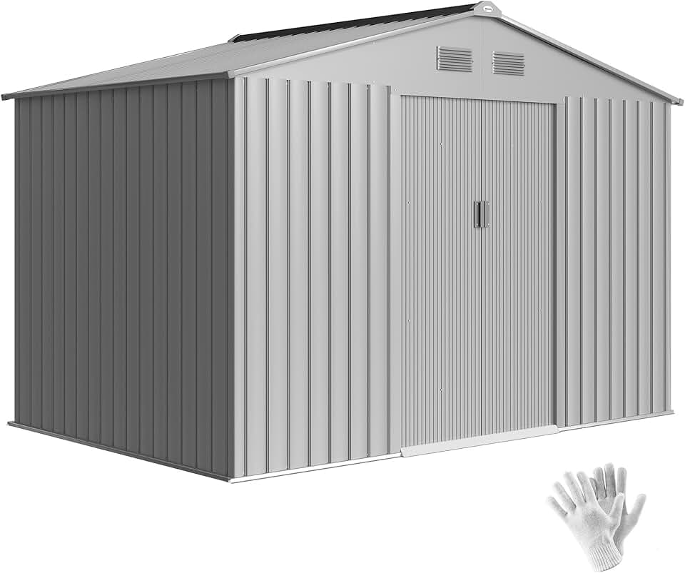 bleujardin - abri de jardin 4,9 m², 277x195x192 cm, porte coulissante, ventilation, kit fondation