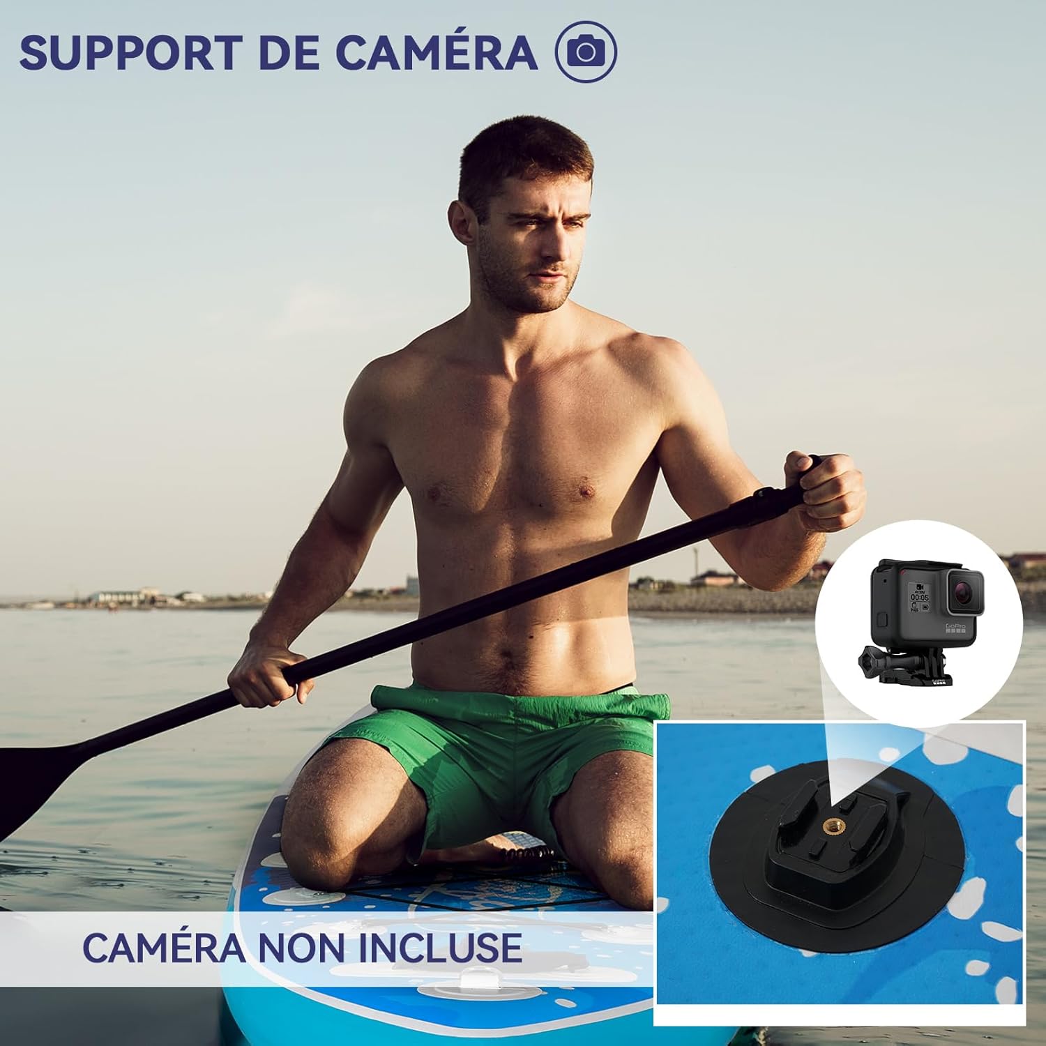bleujardin - Paddle gonflable 320/335cm - 2 personnes, siège kayak, jusqu'à 150kg
