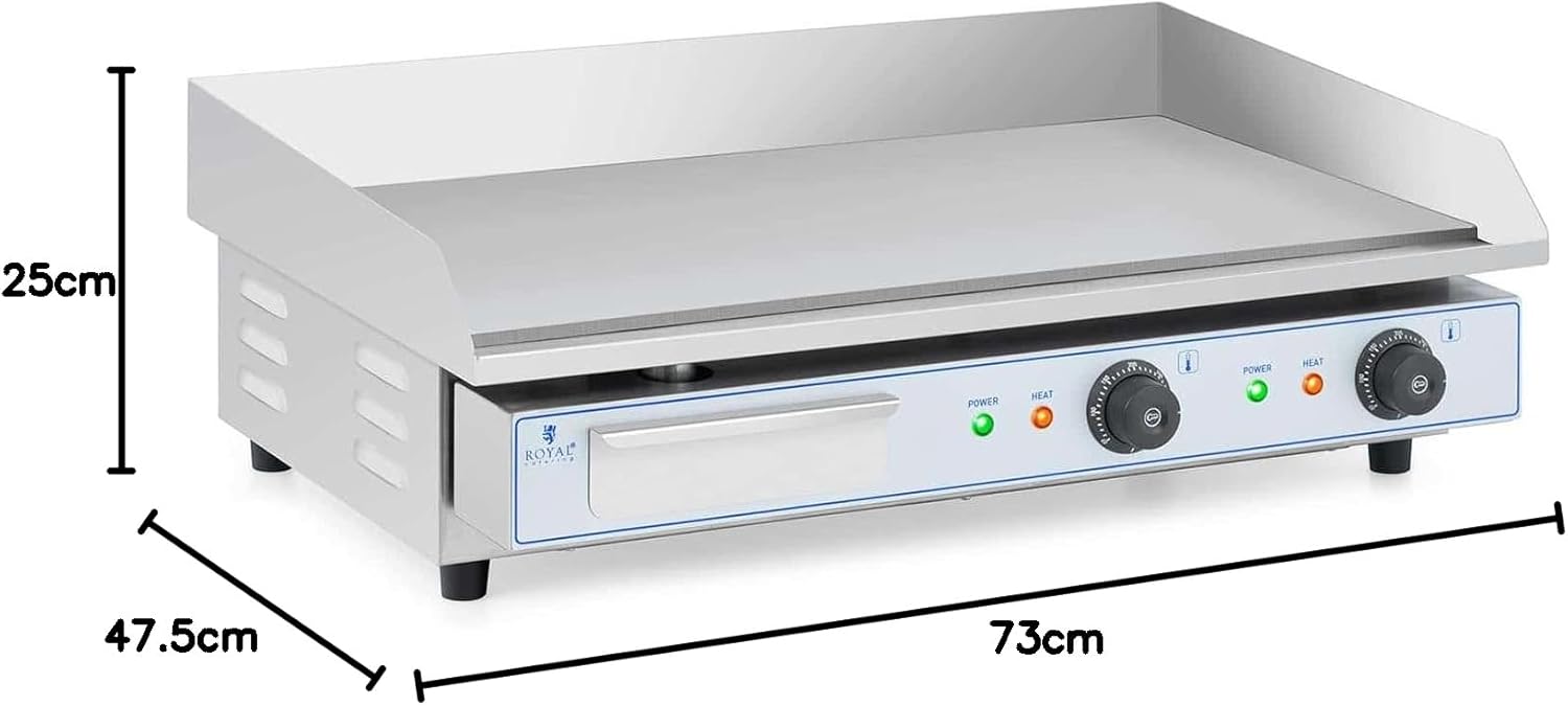 bleujardin - Plancha Électrique Double - 73x40cm - 2x2200W INOX Restaurant