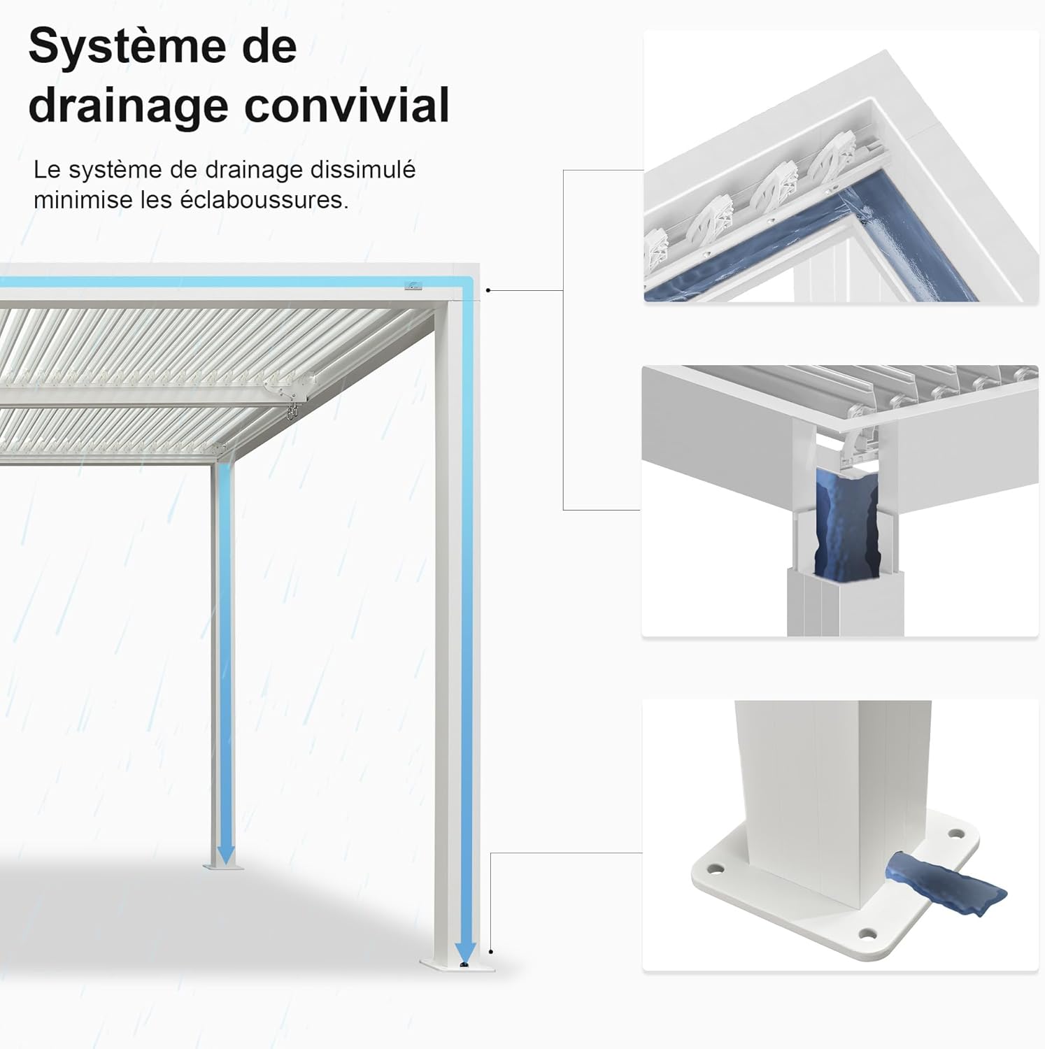 bleujardin - pergola bioclimatique - 4,6x3,3 m - alu, lames orientables, éclairage intégré