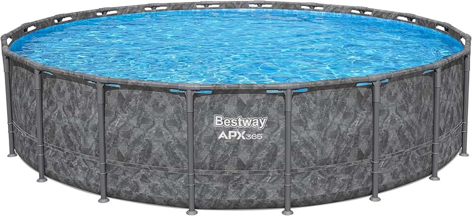 bleujardin - Kit Piscine Hors Sol APX - ronde - 610x610x132 cm - gris foncé