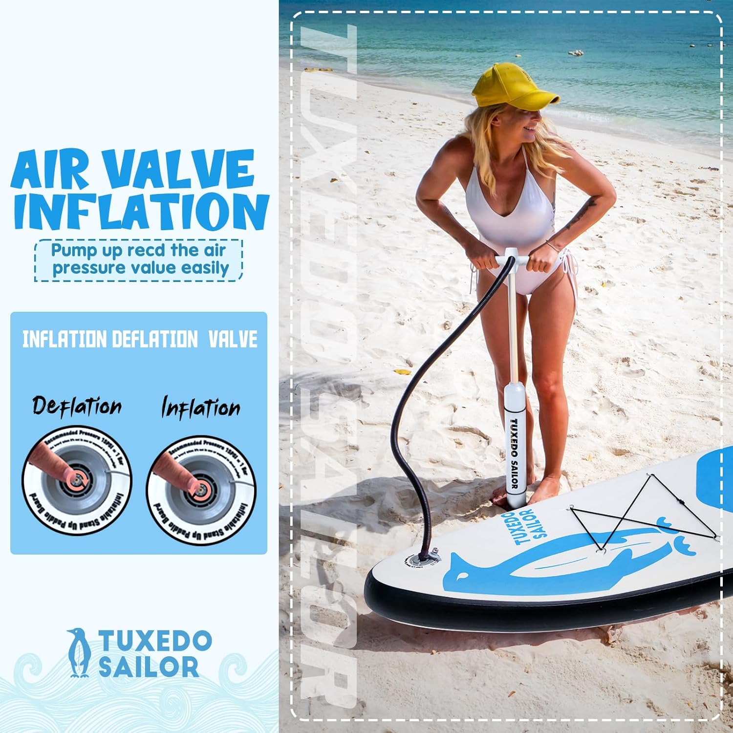 bleujardin Paddle Gonflable Adulte, Planche de Stand Up Paddle Gonflable Sup Paddle Board Gonflable Planche à Pagaie Gonflable avec Accessoires Complets