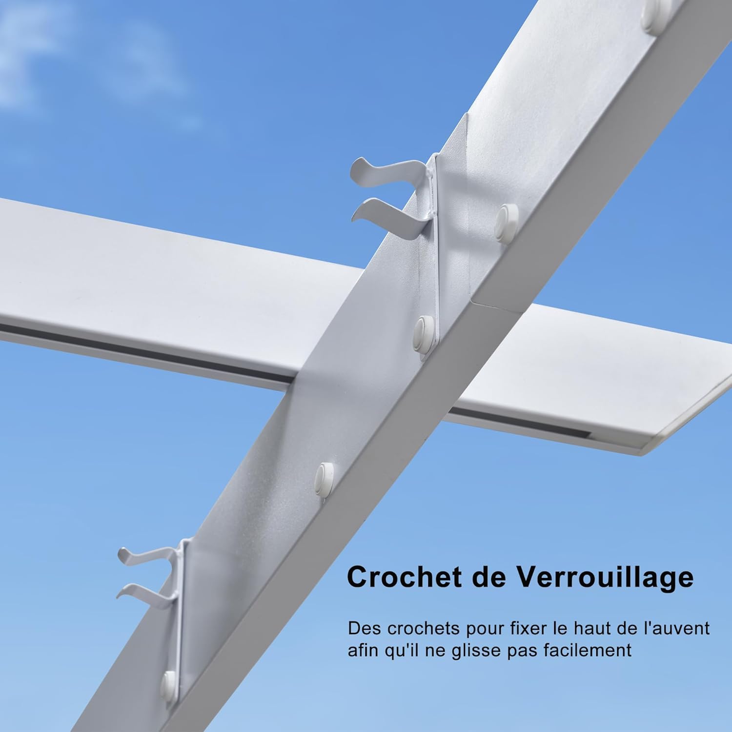 bleujardin - pergola aluminium série - 4x3m - toit métal blanc, toile rétractable, étanche