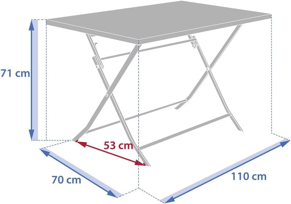 bleujardin - Greensboro - 4 places - Table pliante rectangle acier antirouille