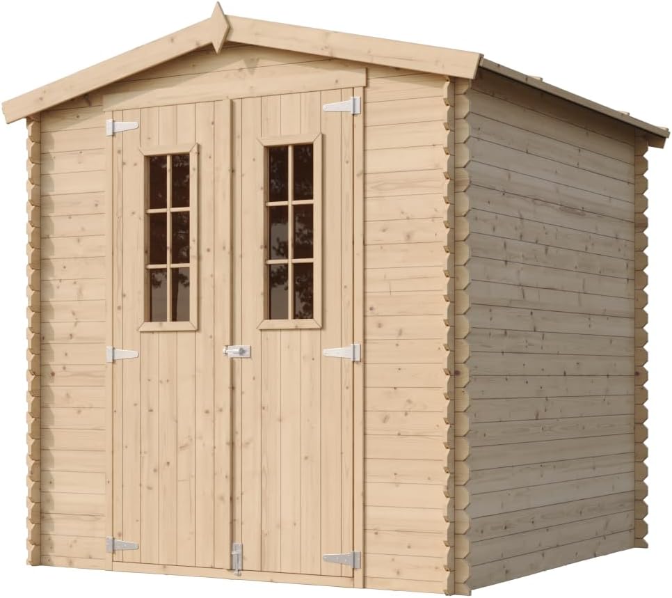 Abri de Jardin en Bois - Stockage extérieur I216xL206xH218 cm/ 3.53 m2 Petit abri à Outils, Local à vélos - Toit imperméable, fenêtres bleujardin M343C