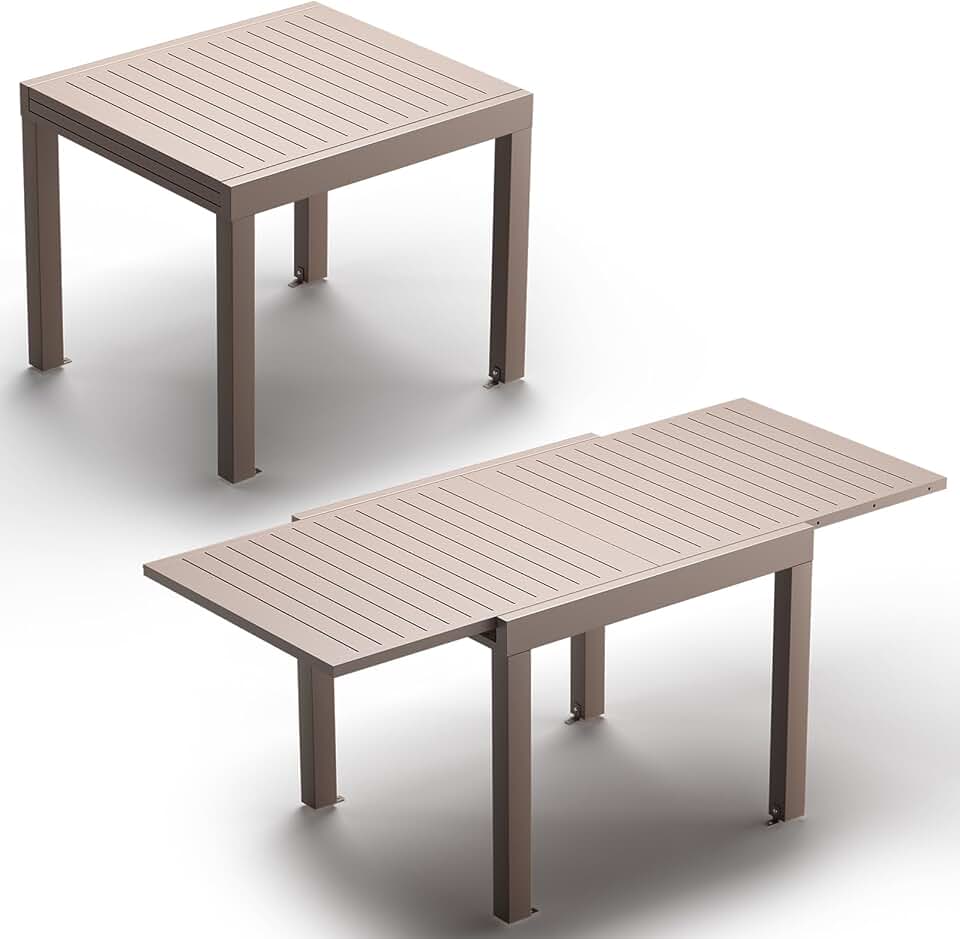 bleujardin - Table extensible 163x80cm - aluminium, facile entretien, 6-10 pers.