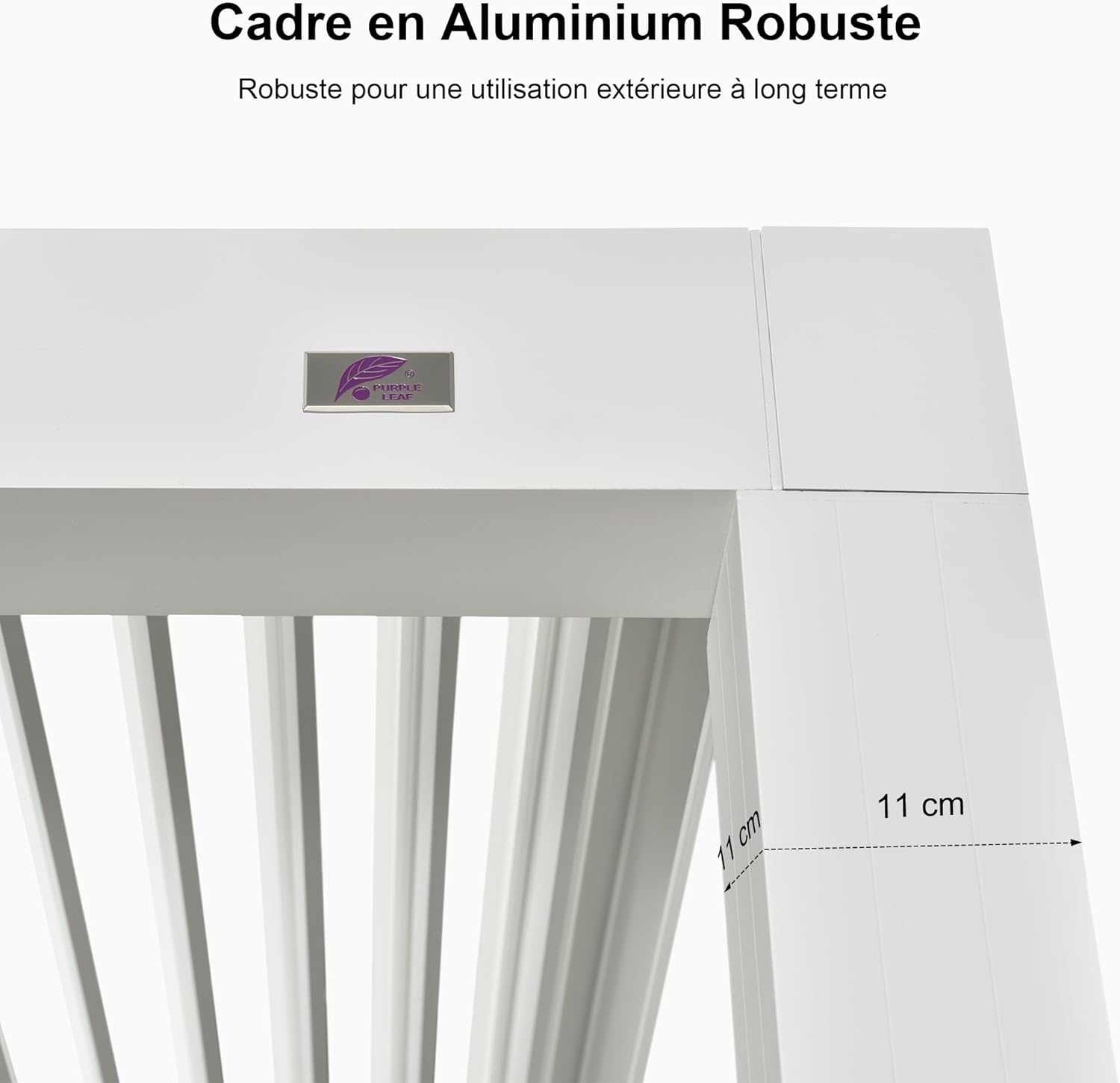 bleujardin - Pergola bioclimatique 4,24x3m - alu, LED, gouttières, blanc