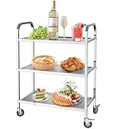 bleujardin Chariot de Service INOX Service desserte de Cuisine INOX 3 étagères 4 Tailles de Restaura...