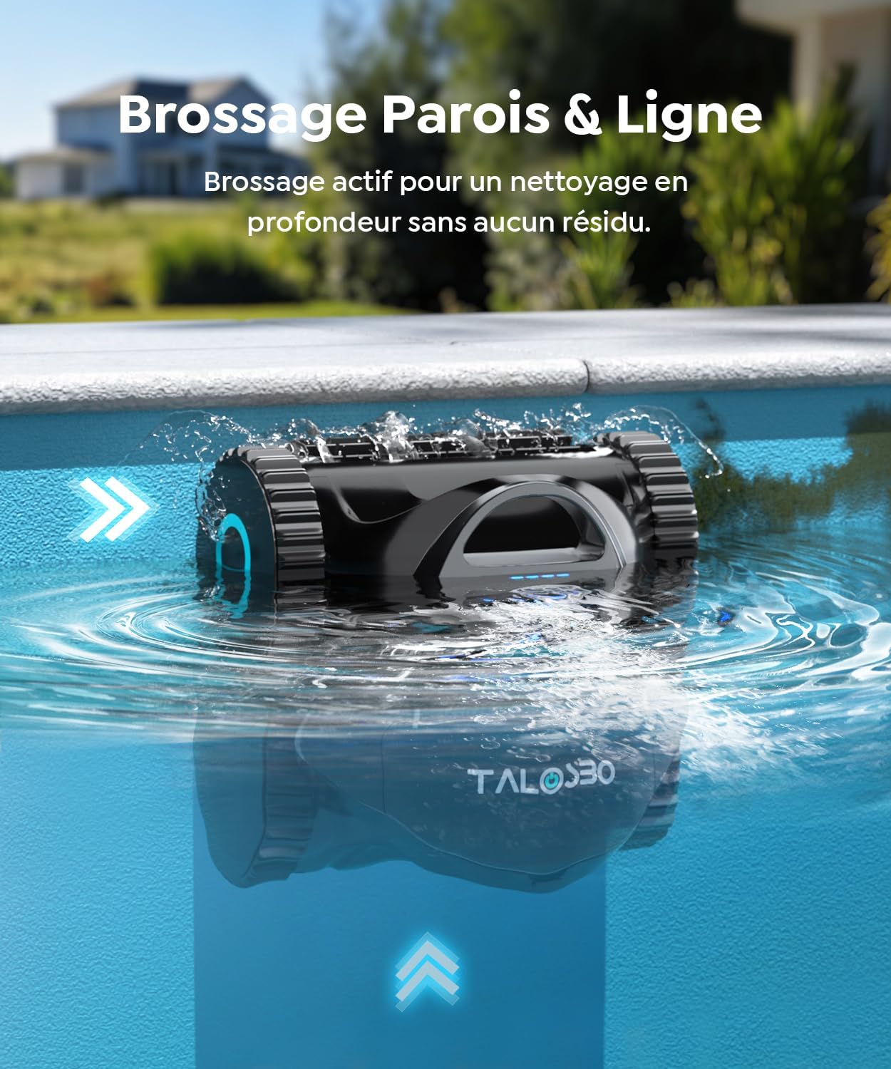 C1 - Robot piscine sans fil, fond et parois, 150m², 3 moteurs, applis, 170min - C1
