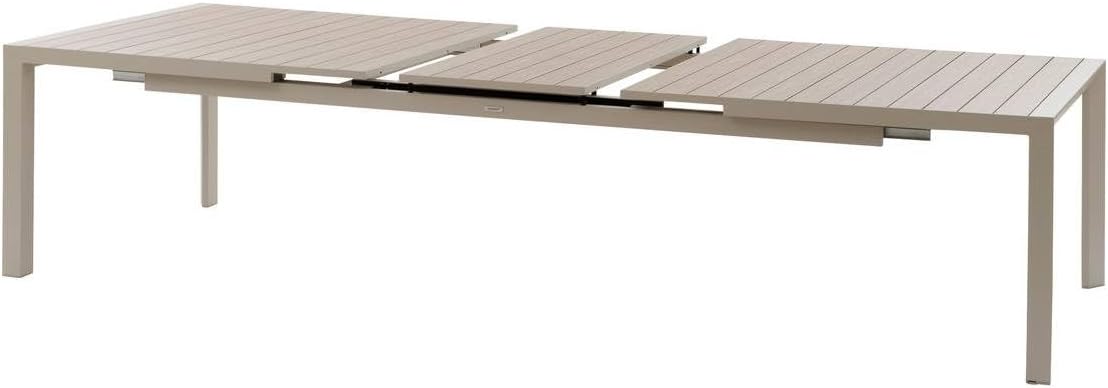 bleujardin - Evasion Argile - table extensible 14 places - aluminium bois antirouille, rallonge