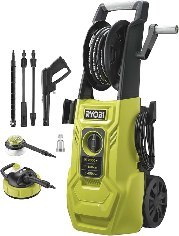 bleujardin - Série RY150PWA - 2000 W, 150 Bars, 8 m flexible, réservoir détergent, lance Vario/Turbo, Brosse rotative - RY150