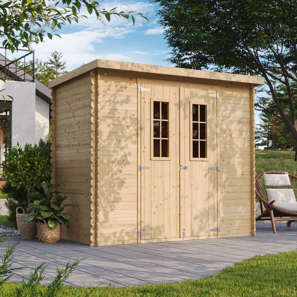 Abri de Jardin en Bois avec Sol TRAITÉ - Stockage extérieur l239xL142xH200cm/2.63 m2 - Petit abri à Outils, Local à vélos - bleujardin M310C+M310G