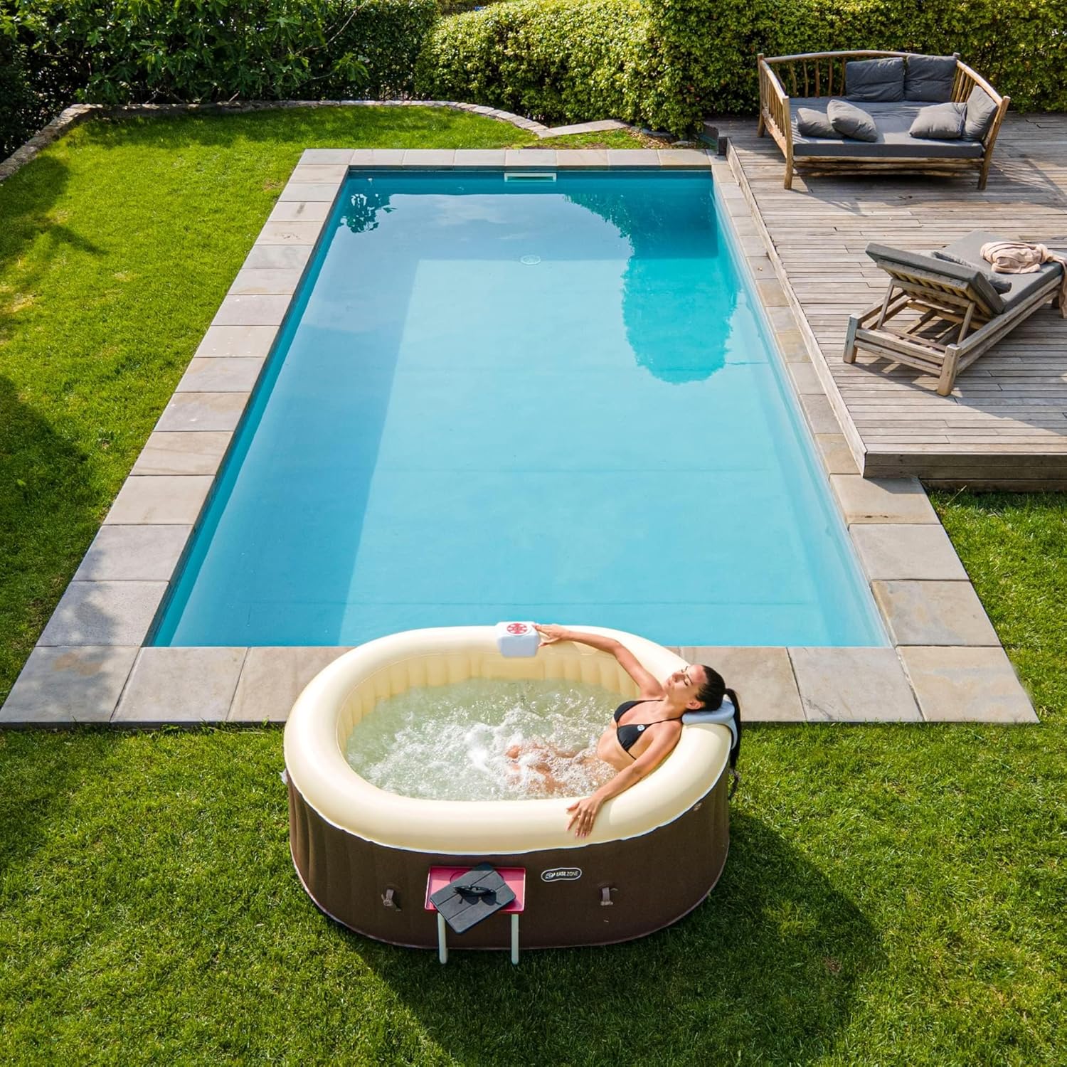 bleujardin - Bain à remous Ovale - 190x120x65 cm - Pompe 30 W, 550 L