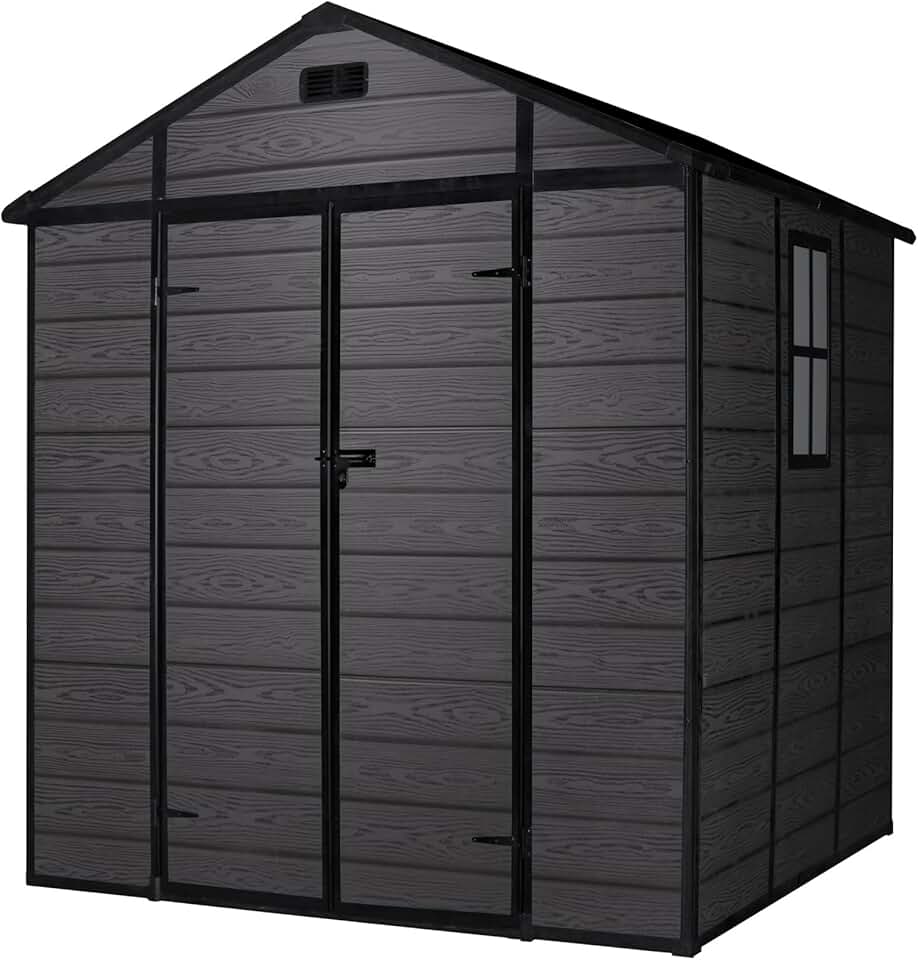 bleujardin - Aqua abri jardin résine 4,6 m², PVC, double porte, fenêtre