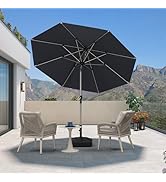 bleujardin Parasol de Jardin Extérieur Inclinable 2,7 m Rond, Parasol Balcon avec Châssis en Alu...
