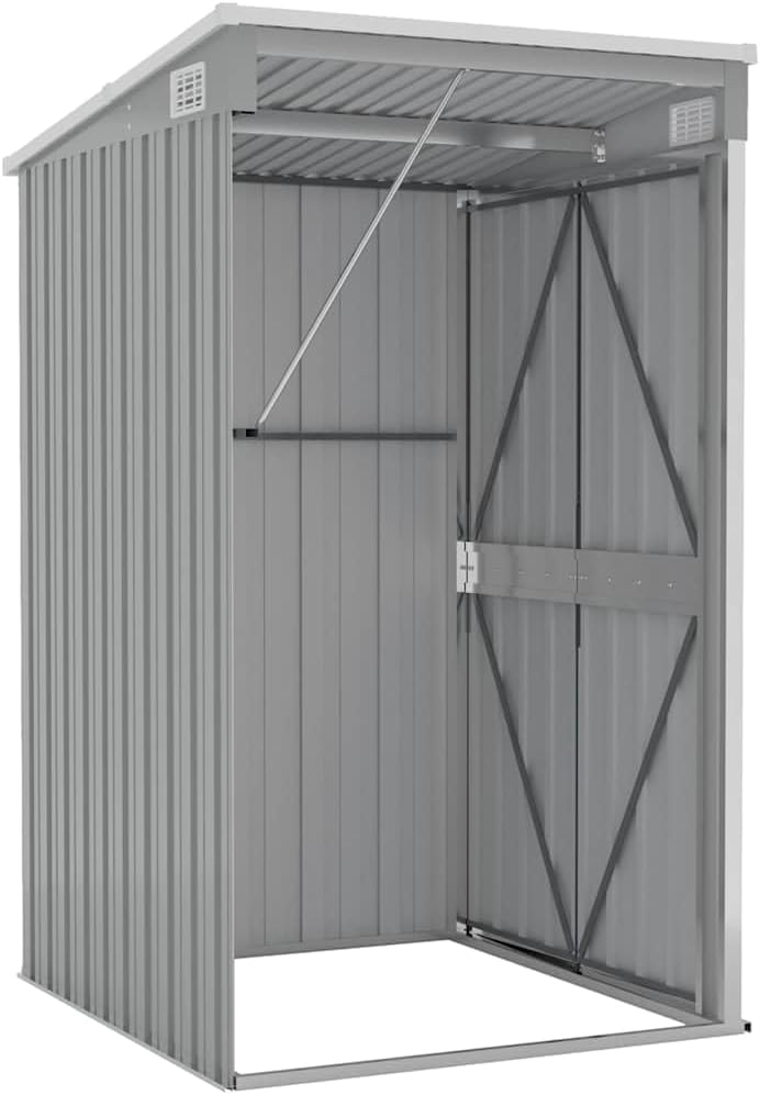 bleujardin Remise de Jardin Murale Gris 118x100x178 cm Acier galvanisé,Structures extérieures, Cabanes & abris de Jardin,316218