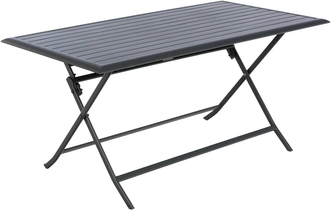 bleujardin - Azua table de jardin pliante 6 places, aluminium gris