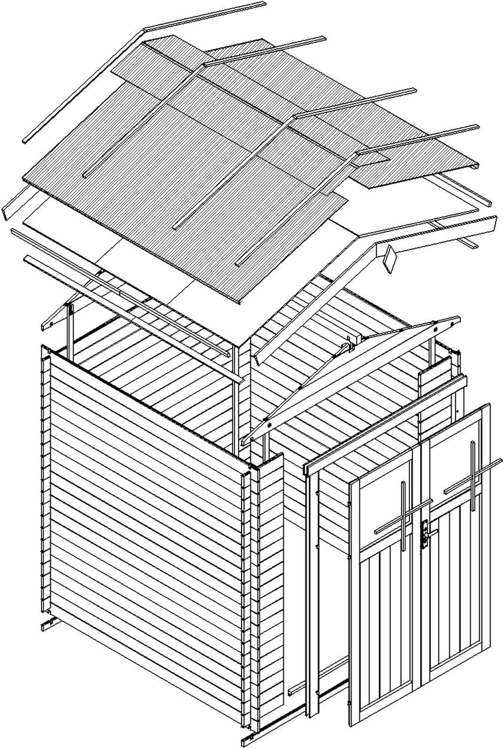 Abri de Jardin en Bois - Stockage extérieur I196xL136xH218 cm/ 1.98 m2 Petit abri à Outils, Local à vélos - bleujardin M367F