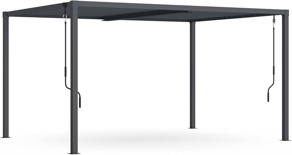 bleujardin - Pergola bioclimatique Acier 3x4m Gris Anthracite