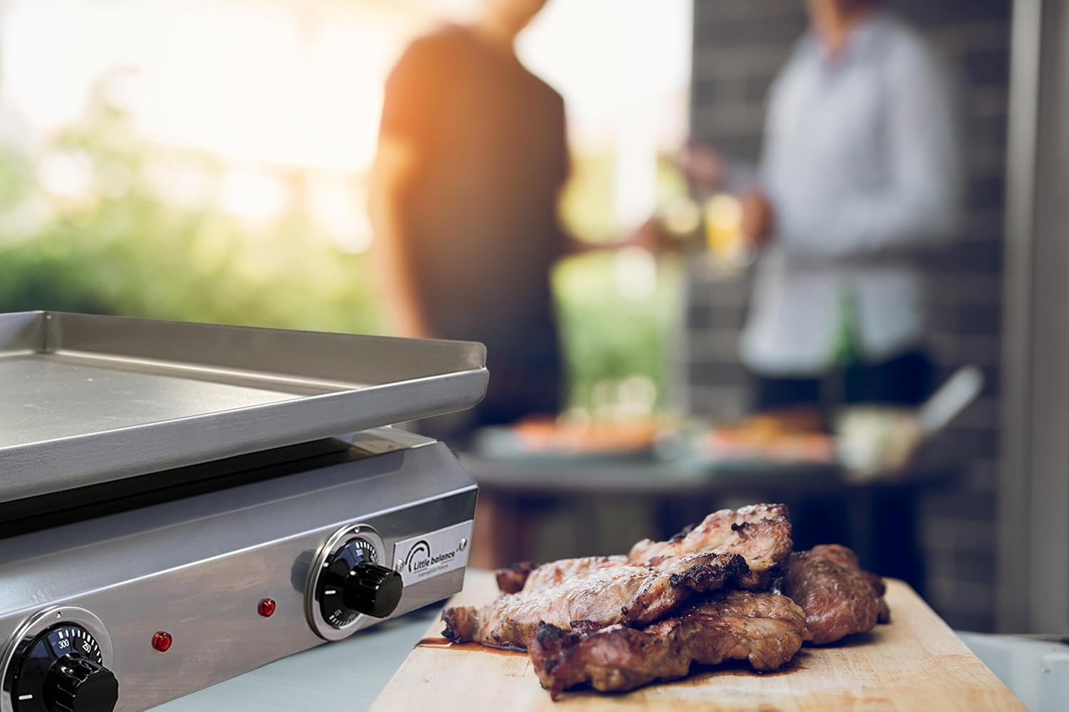 bleujardin - Plancha électrique 2 zones inox 3000W, 60x40cm - 8679