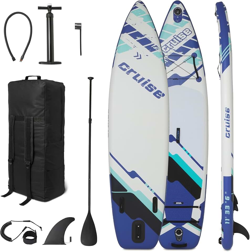 bleujardin Basics - planche à pagaie, 335x84 cm, kit accessoires complet, bleu