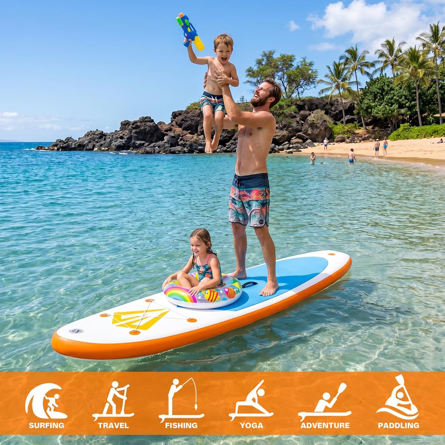 bleujardin - Paddle Gonflable Adulte - Stand Up - accessoires complets, stabilité, design premium