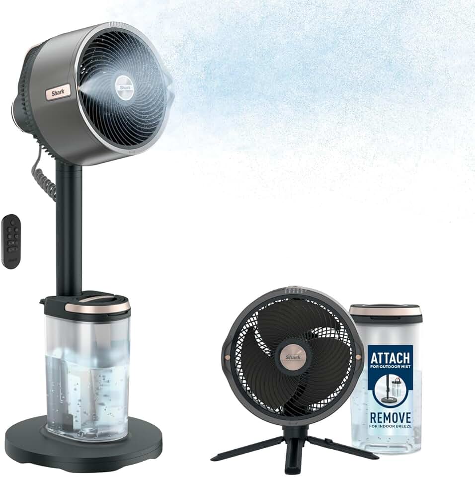 bleujardin - FlexBreeze Pro - ventilateur intérieur/extérieur - sans fil, brumisateur, 5 vitesses, télécommande, silencieux, 