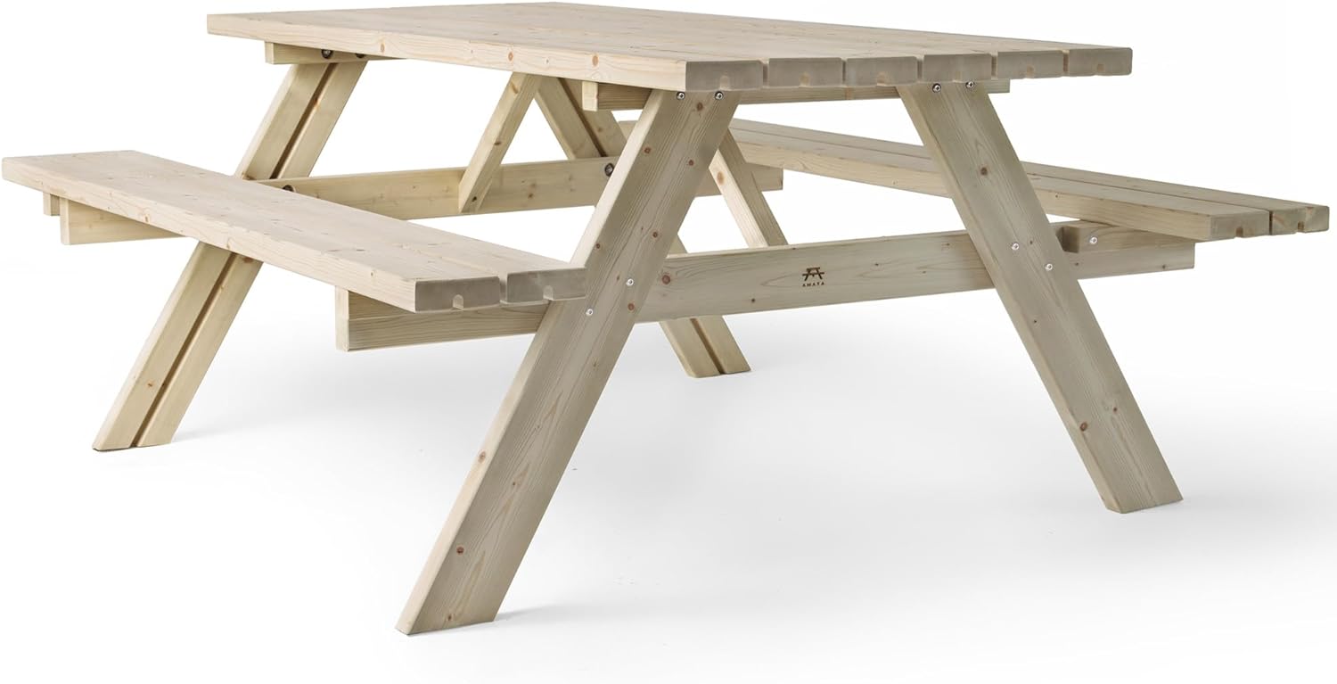 Table de Pique-Nique - Collection UNGURS - Résistante aux intempéries - Sièges pliants, idéale jardin_extérieur - bleujardin-