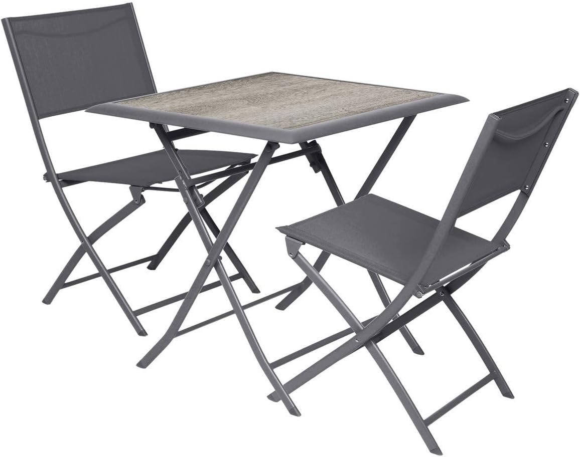bleujardin - Azua table pliante carrée 2 places gris aluminium