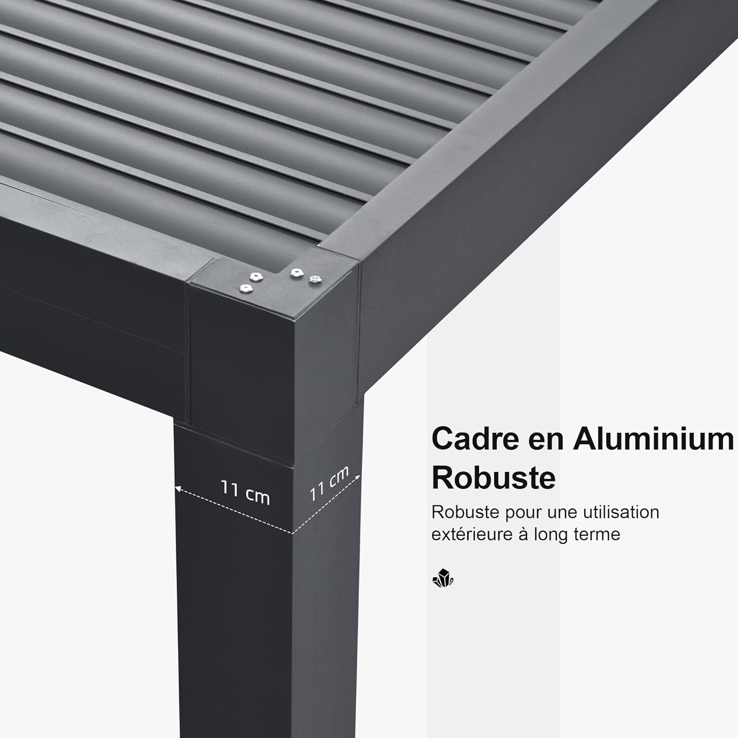 bleujardin - Pergola bioclimatique aluminium 4,8x3,68m, LED, lames orientables