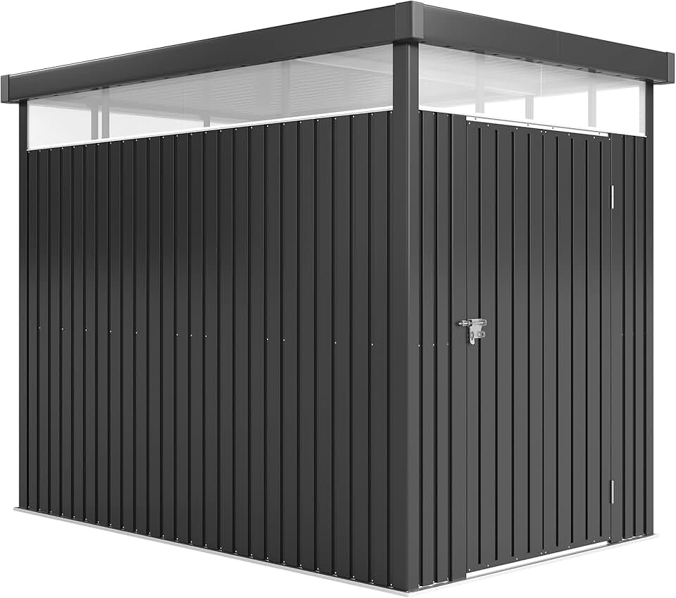 bleujardin - Abri de jardin galvanisé - 4m² - toit, fenêtres, porte verrouillable