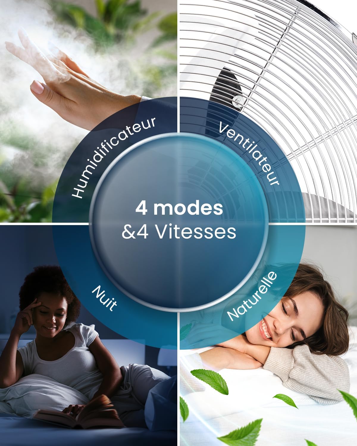 bleujardin OmniAir Rafraichisseur d’Air 7L 3en1, 7 Vitesses, 3 Modes, Oscillant, Minuterie 10h, Climatiseur Mobile Sans Évacuation, Silencieux, Sans Conduit, Ventilateur Refroidisseur d'Air