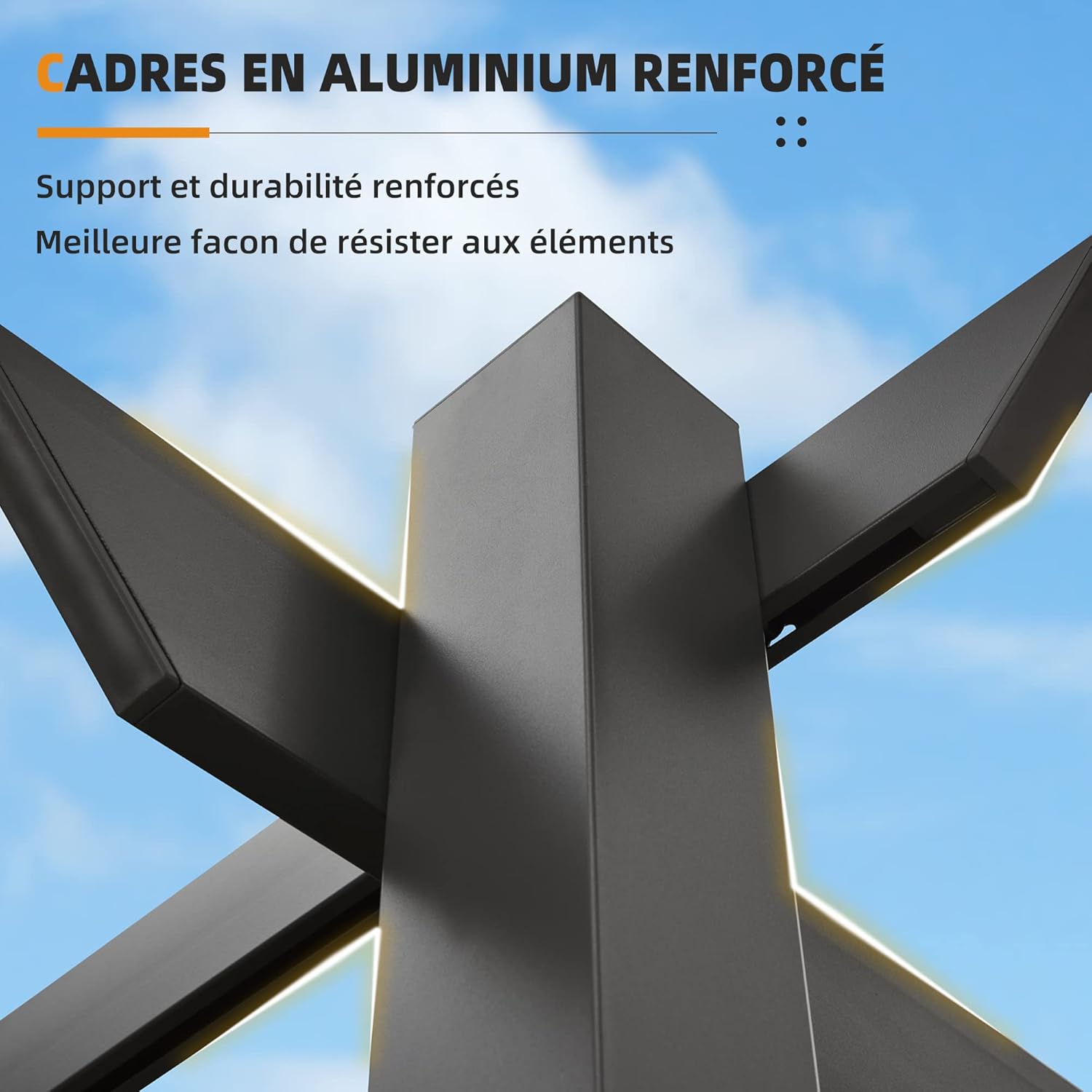 bleujardin – pergola aluminium – 4x3m – toit rétractable, éclairage intégré