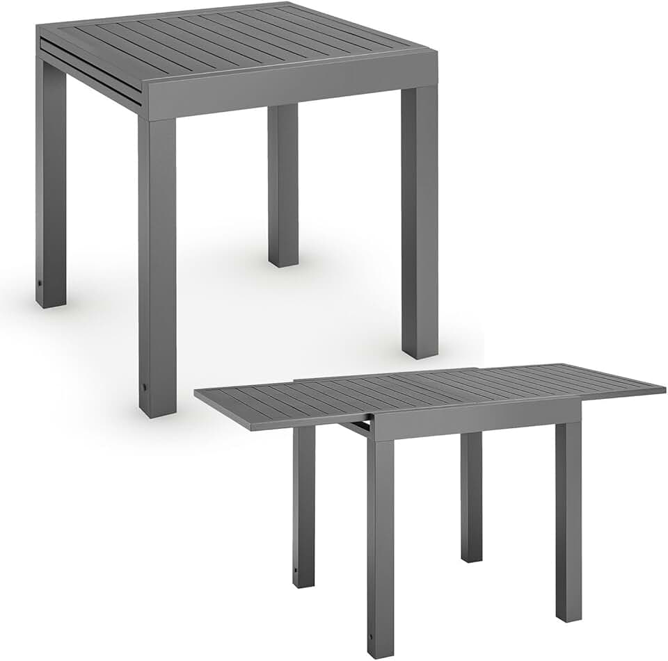 bleujardin - Table de jardin Laki - 70x70 cm extensible - Aluminium anthracite