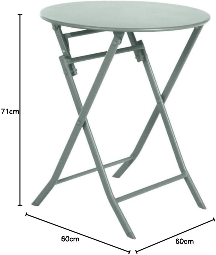 bleujardin - Greensboro - Ø60 cm - Table de jardin pliante acier vert 2 places