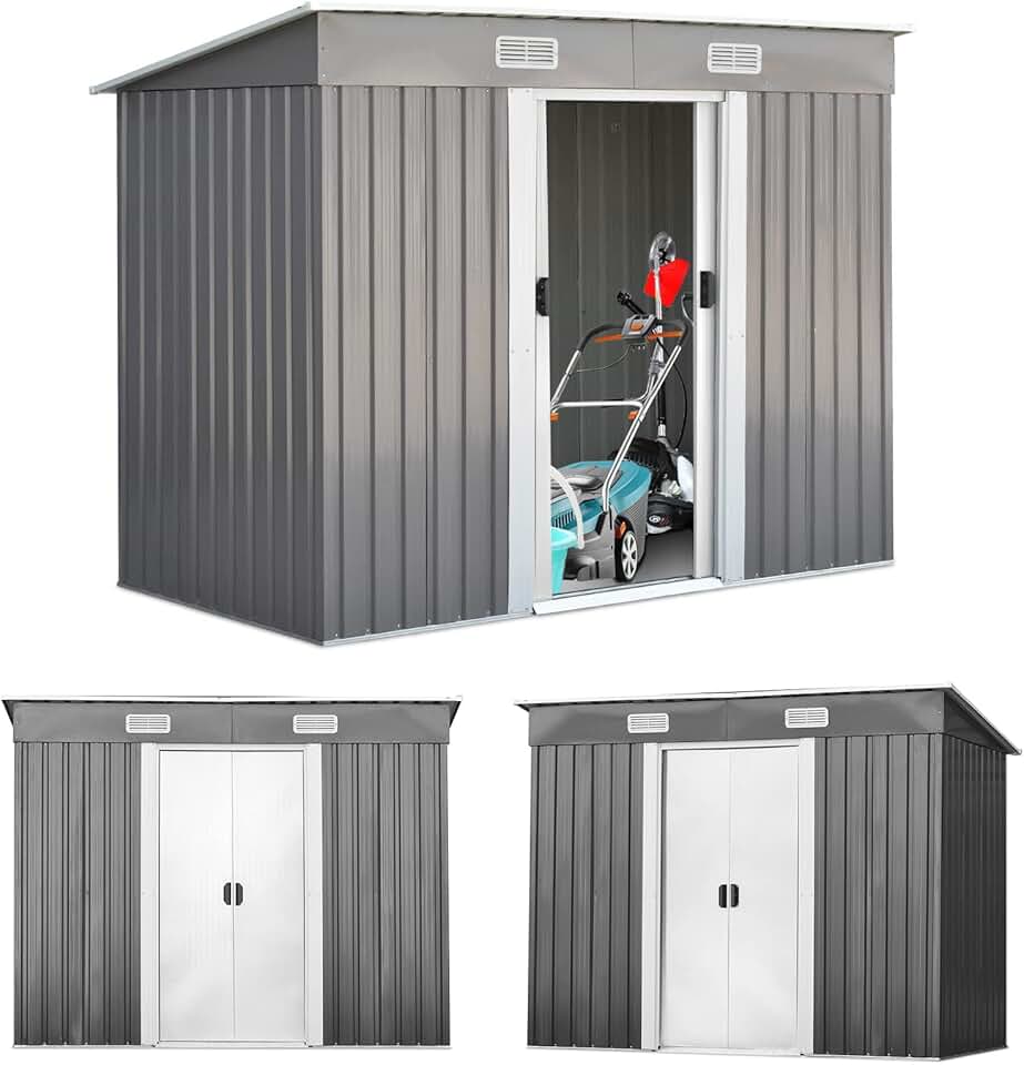 bleujardin - abri de jardin acier galvanisé 238x131x181cm, ventilé, double porte - RELAX4LIFE3,11㎡