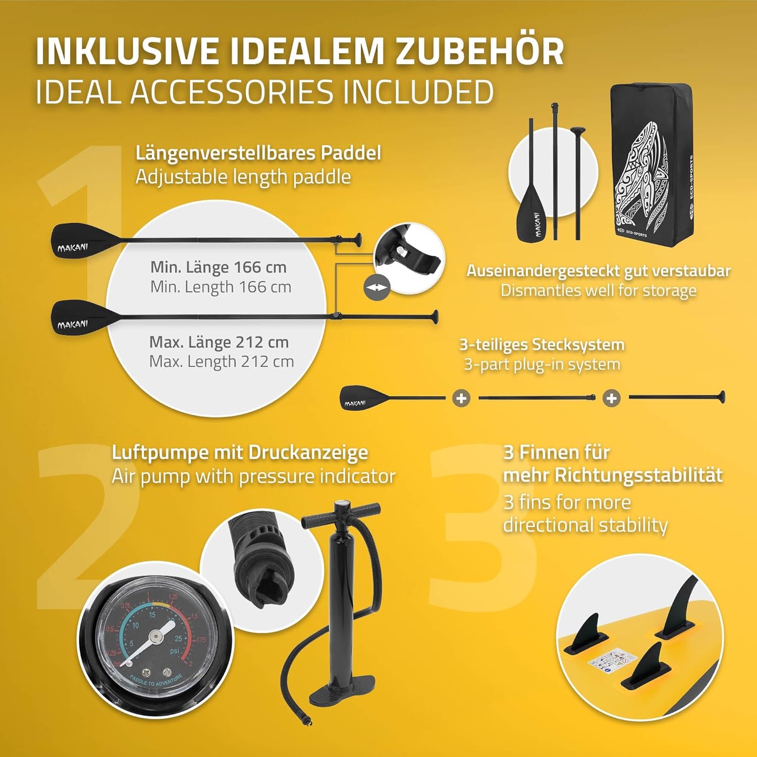 bleujardin - stand up paddle série gonflable - 305/308/320/380 cm - PVC, 120/150 kg, 10/15 cm épaisseur