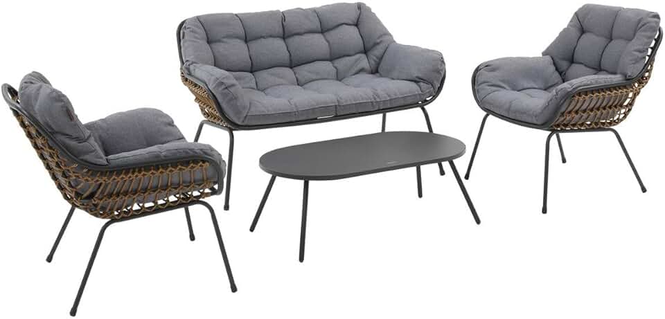 bleujardin - Paopao graphite 4 places - jardin - anti-rouille, coussins confortables